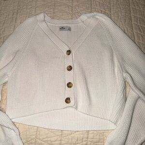 Hollister Cream Button-Up Cardigan